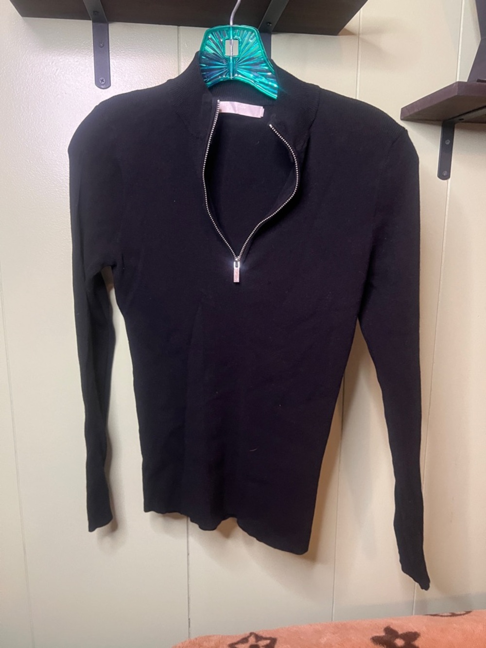 Women's Black Half-Zip Turtleneck Sweater
